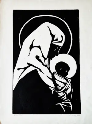 Paul van Eeden - Mooie monochrome jaren 50 Lithografie "Madonna" potloodgesigneerd kaufen? Bieten Sie von 23!