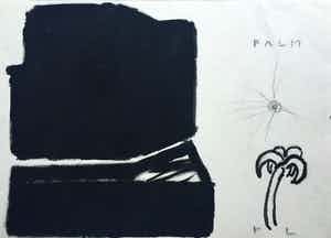 Reinier Lucassen - ‘Palm’ - 1986 - gemengde techniek op papier. verkocht voor € 50!