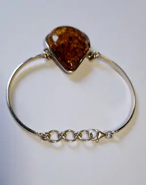 Nieuwe Ambachtelijke prachtige amber bloemen sterling zilveren armband kopen? Bied vanaf 125!