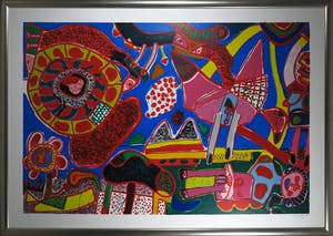 Corneille - Zeefdruk, Jardin des délices - Ingelijst (Zeer groot!) kopen? Bied vanaf 1000!