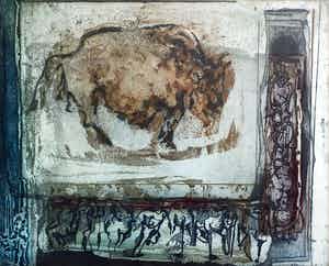 Henk Vierveijzer - Stier, aquatint ets (zeer kleine oplage) verkocht voor € 50!