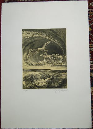 Niet of onleesbaar gesigneerd - Paarden Hemelvaart Ets. kopen? Bied vanaf 10!