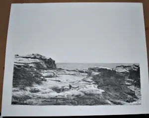 Aat Veldhoen - Rotskust = litho 1963 kopen? Bied vanaf 50!