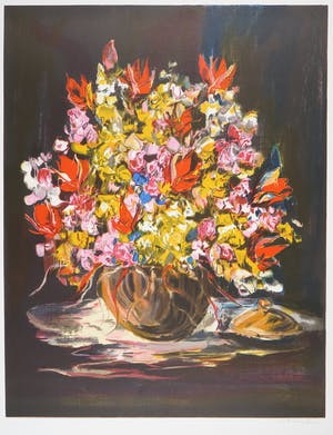 Niet of onleesbaar gesigneerd - Zeefdruk, Z.T. Bloemstilleven kopen? Bied vanaf 1!