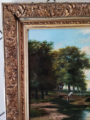 Marinus Adrianus Koekkoek - Landschap met koeien en hengelaar bij een beek kopen? Bied vanaf 850!