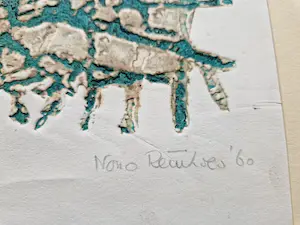 Nono Reinhold - Originele - 1960 - handgekleurde reliëfdruk Ets "compositie in groen" kopen? Bied vanaf 48!