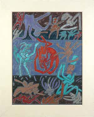 Nistor Coita - Gouache, Figuren - Ingelijst verkocht voor € 200!