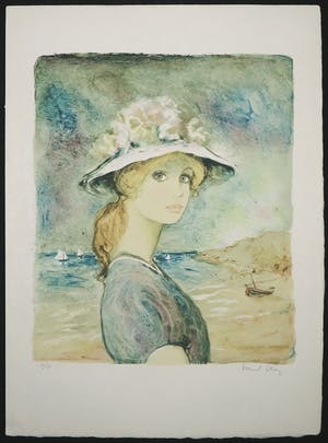 Bernard Charoy - Litho, Meisje op het strand kopen? Bied vanaf 1!