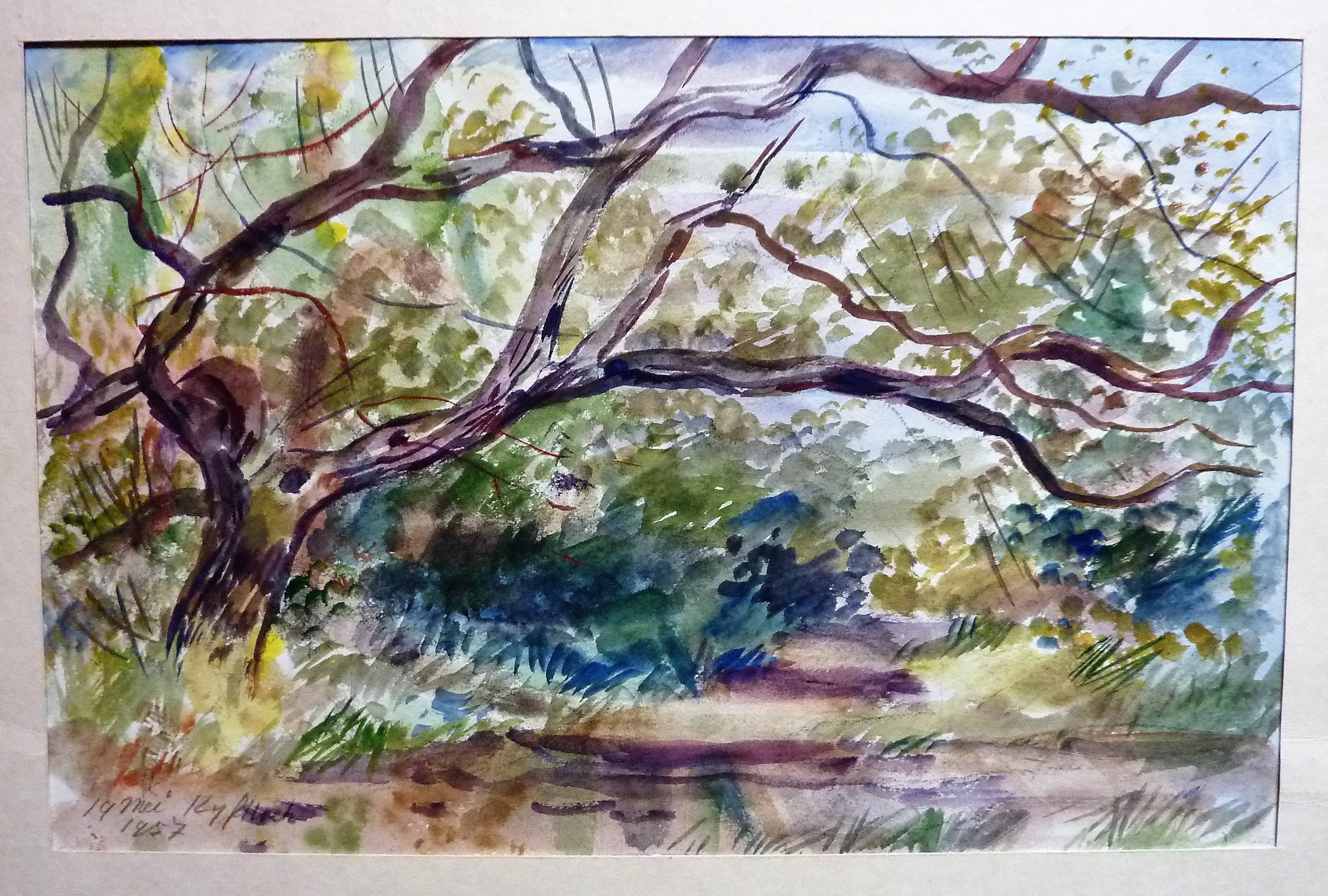 Han Krug - Aquarel "Kijfhoek" Den Haag 1957 verkocht voor € 40!