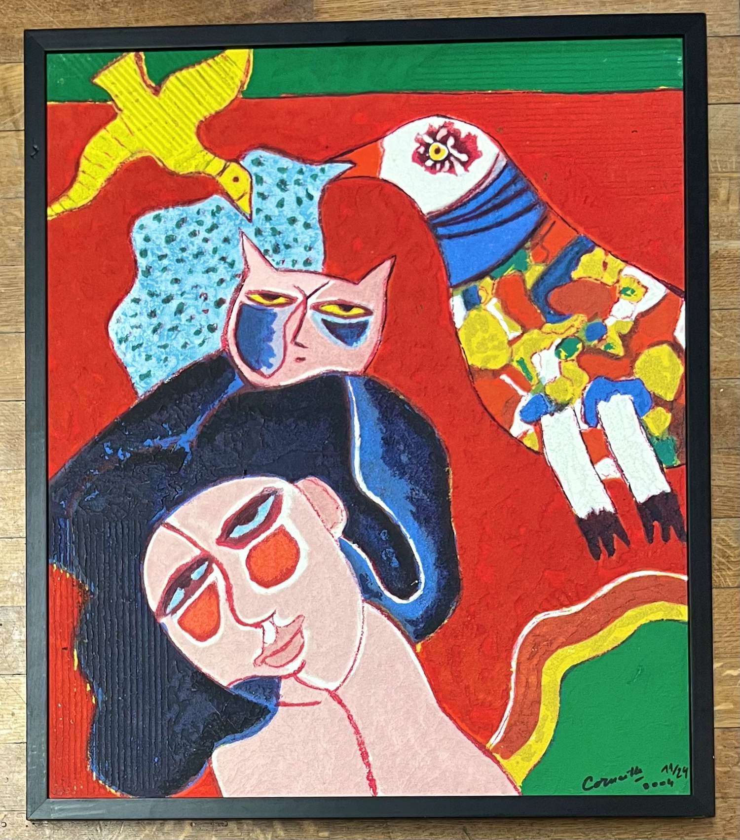 Corneille - Terragrafie op canvas Vrouw Kat Vogel Cobra kopen? Bied vanaf 1800!