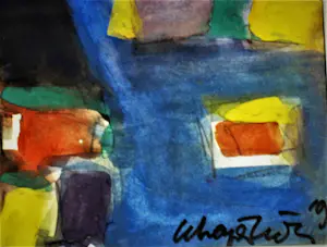 Gerard Schaperkotter - gesigneerd - Expressionistisch Aquarel "Kerstmis 91" - mooi ingelijst kopen? Bied vanaf 37!
