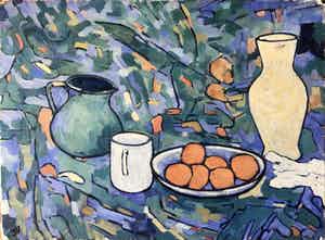 Jan Willem Versteeg - Still life with fruit jug and vase verkocht voor € 90!