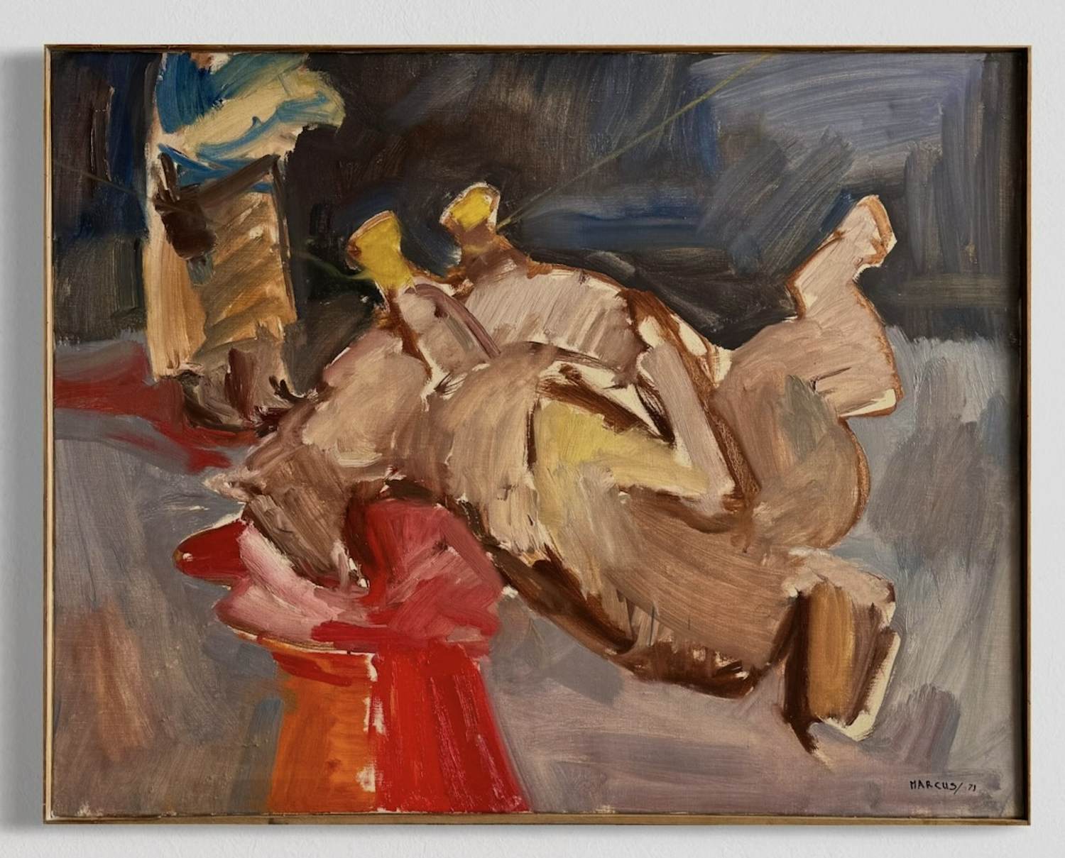 Marcus De Vestele - Das Opfer – Großes Ölgemälde auf Leinwand aus dem Jahr 1971 kopen? Bied vanaf 400!