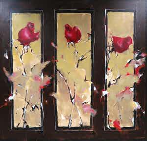 Carolina Paulussen - Acryl op doek, Rozen (Zeer groot) verkocht voor € 300!