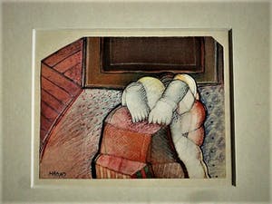 Abraham Hadad - Iraaks/Israelisch expressionist - Gouache - "Moving out" - Christies 2005 kopen? Bied vanaf 60!