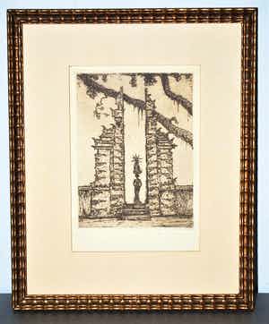 Jan Poortenaar - Tempelpoort, Bali - ets verkocht voor € 60!