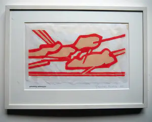 Paul Overhaus - Abstract landschap (2) -houtsnede 1988- kaufen? Bieten Sie von 35!