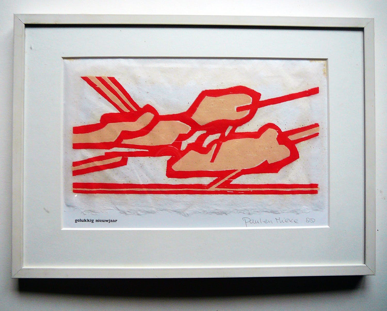 Paul Overhaus - Abstract landschap (2) -houtsnede 1988- verkocht voor € 35!