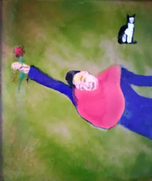 Niet of onleesbaar gesigneerd - Jo Pop (Hilversum), originele voorstelling in kleurrijk emaille kopen? Bied vanaf 1!