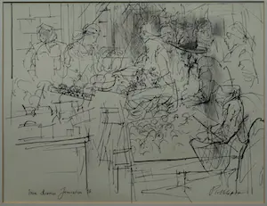 Piet Klaasse - Ingelijste litho (of tekening?) , Mea Sjearim Jerusalem - 1966 kopen? Bied vanaf 50!