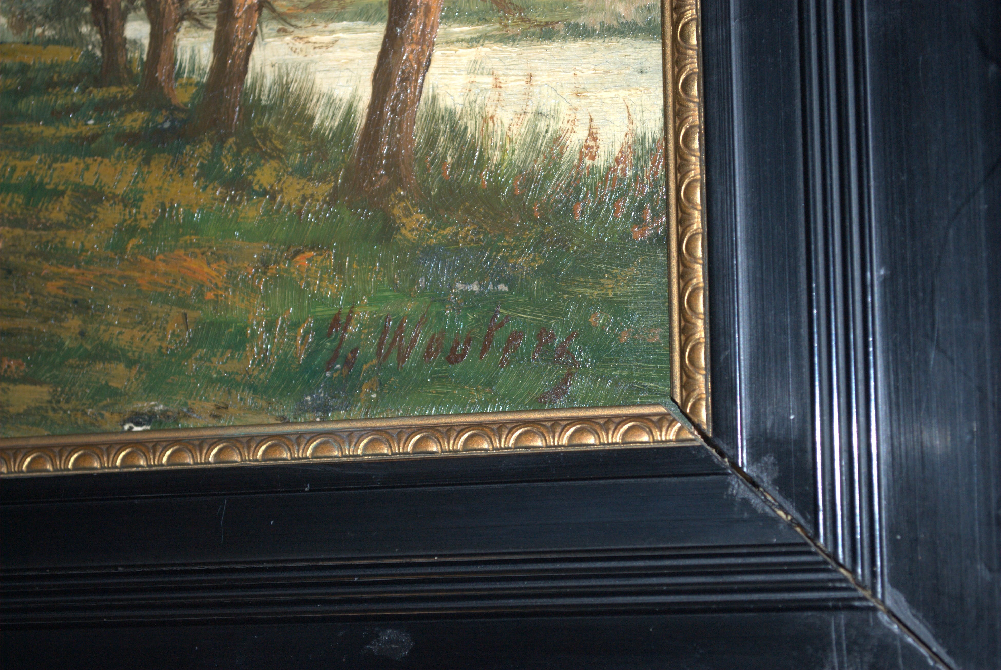 Niet of onleesbaar gesigneerd - landelijke scene - olieverfschilderij kopen? Bied vanaf 1!