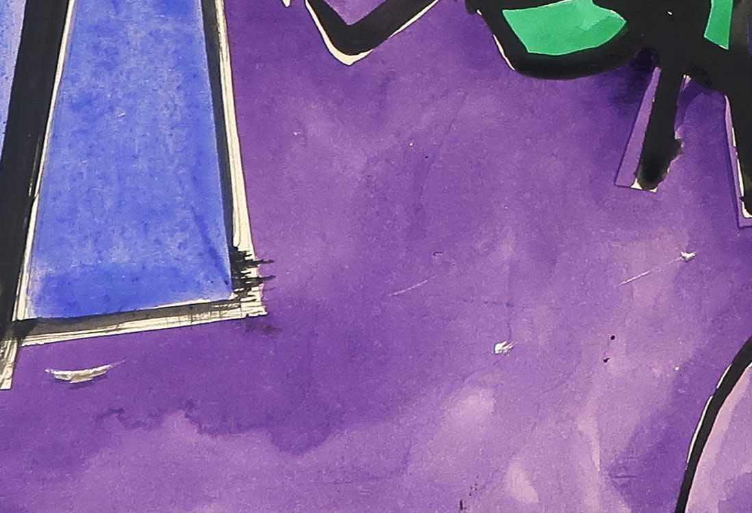 Maarten Frenken - Gouache op board, Van kromme lijnen en rechte vlakken kopen? Bied vanaf 1!