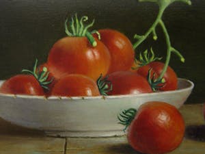 Hans Habraken - stilleven witte kom met tomaten kopen? Bied vanaf 450!