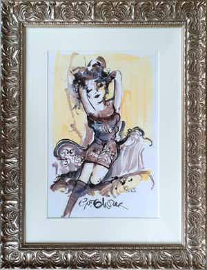 Guy Olivier - Unica 'Dame op sofa' (nieuw ingelijst!) verkocht voor € 550!