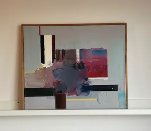 Herman van Tongeren - Olieverf op doek, Compositie in blauw- en roodtinten - Ingelijst kopen? Bied vanaf 150!