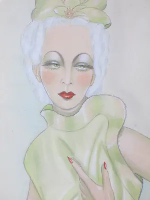 Niet of onleesbaar gesigneerd - Twee dames in Art-Deco stijl - Kleurtekeningen kopen? Bied vanaf 1!