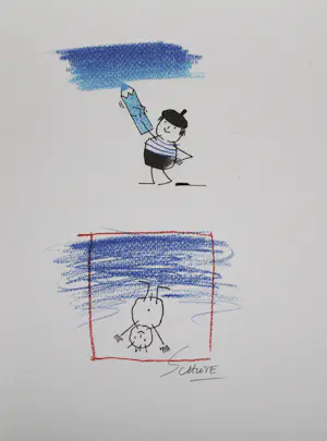 Wilhelm Schlote - Kleurenzeefdruk HIMMELBLAU Handgesigneerd kopen? Bied vanaf 35!