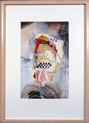 Ruud van der Beele - Gemengde techniek op papier, Z.t. Abstract - Ingelijst verkocht voor € 1!