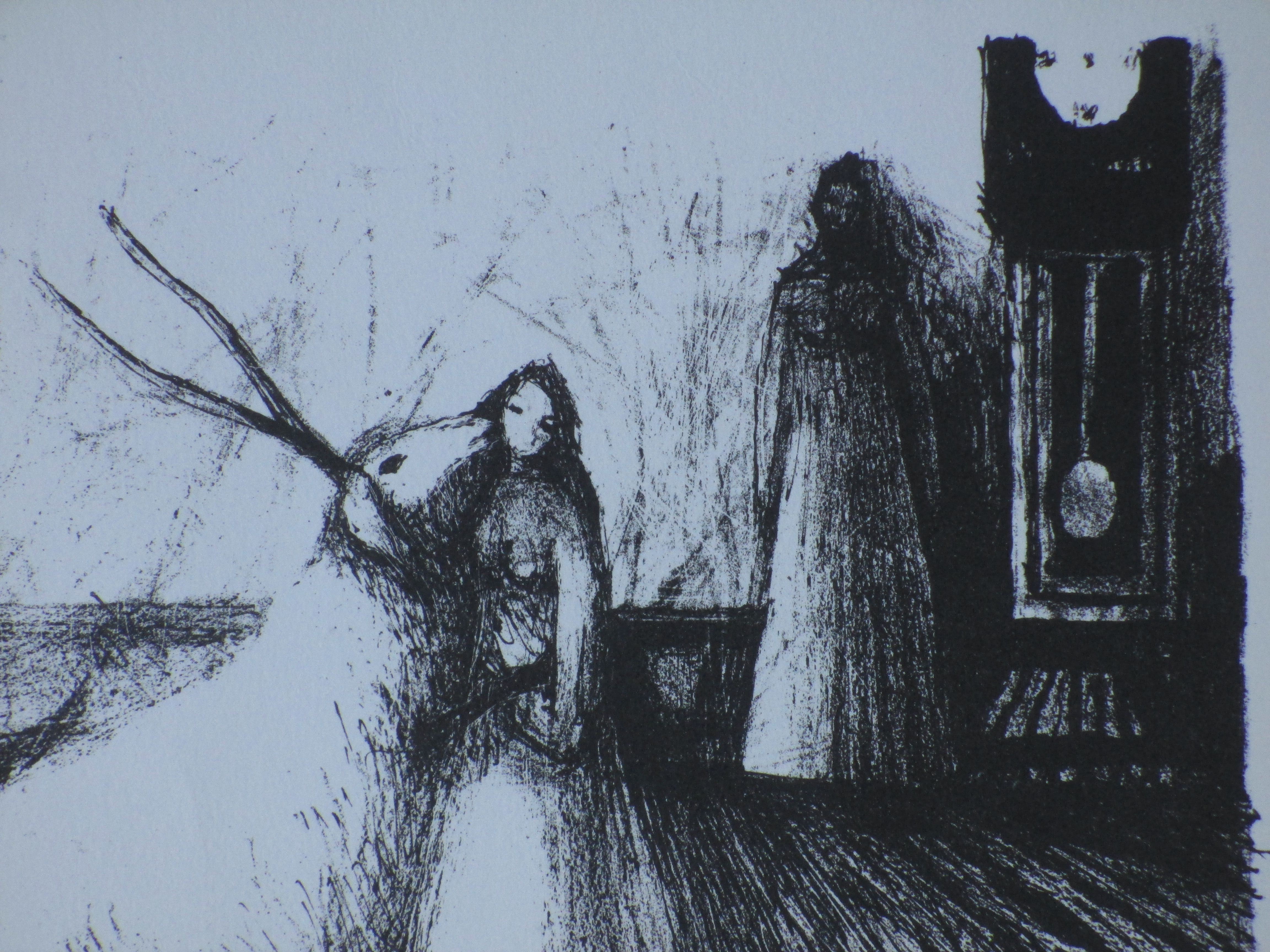 Kees Andrea - Witte geit en personen in interieur - Litho kopen? Bied vanaf 40!