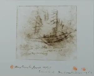 Anton Heyboer - Ets: boot - 1984 (nette lijst!) kopen? Bied vanaf 199!