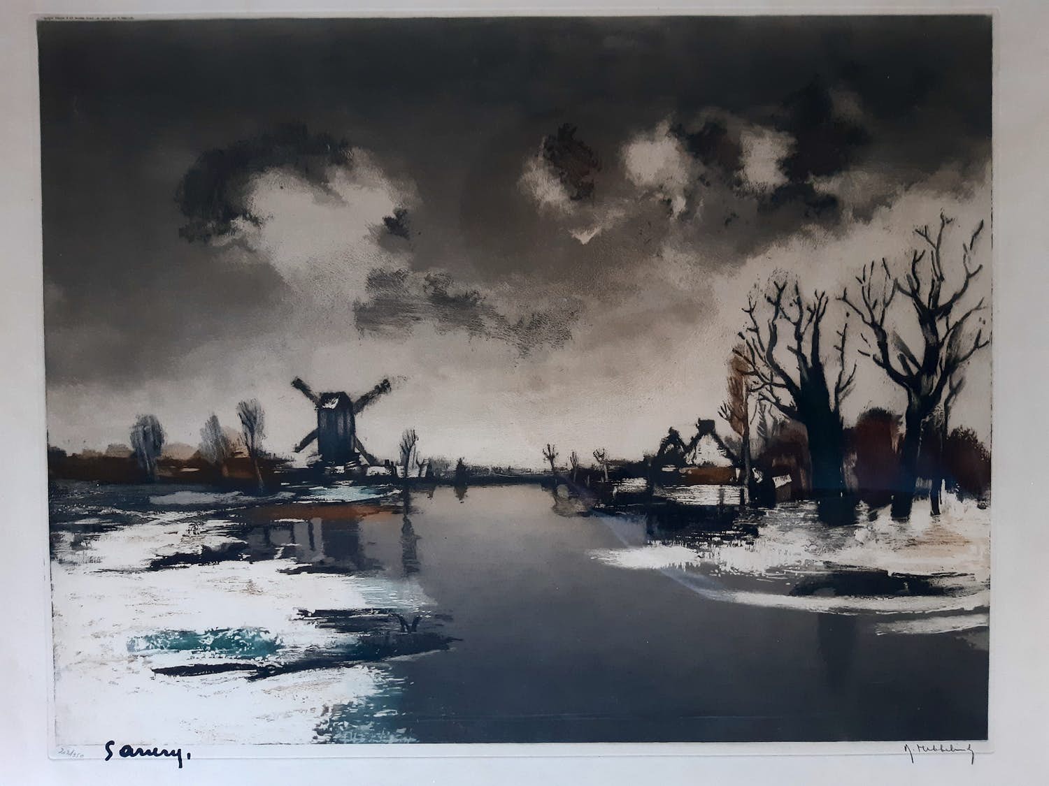 Roger Hebbelinck - Winterlandschap aan de Leie verkocht voor € 50!