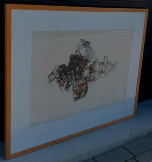 George aan de Wiel - Ingelijste olieverf: 'Serie rode planeet' - 1972 kopen? Bied vanaf 125!