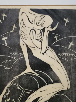 Hildo Krop - houtsnede 'Dodenakker' kopen? Bied vanaf 45!