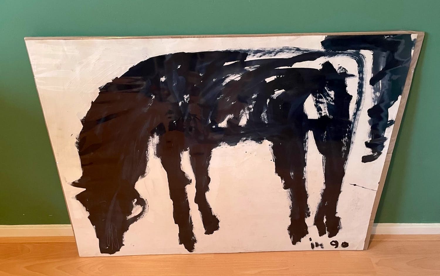 Koos de Bruin - Grazend paard - aquarel op papier - 1990 verkocht voor € 85!