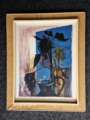 Nicolaas Wijnberg - 1962 - grote kleuren lithografie - kleine oplage (50) - zonnebloemen - ingelijst kaufen? Bieten Sie von 60!