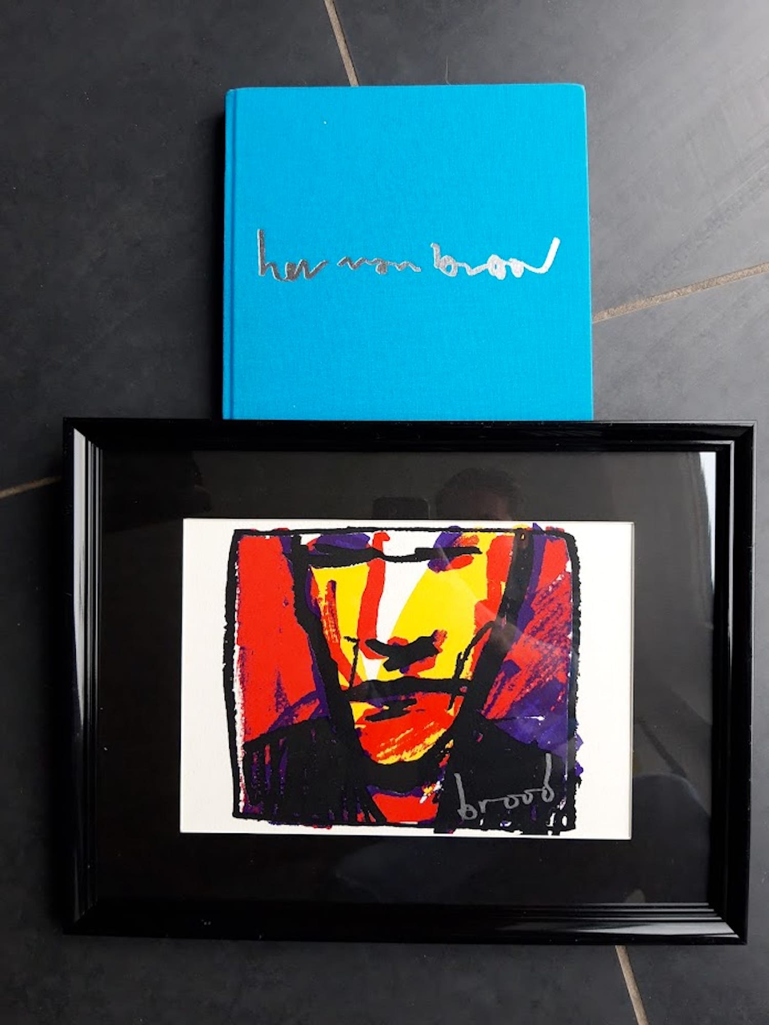 Herman Brood - Woedend licht uit 2000, inclusief zeefdruk, ingelijst verkocht voor € 100!