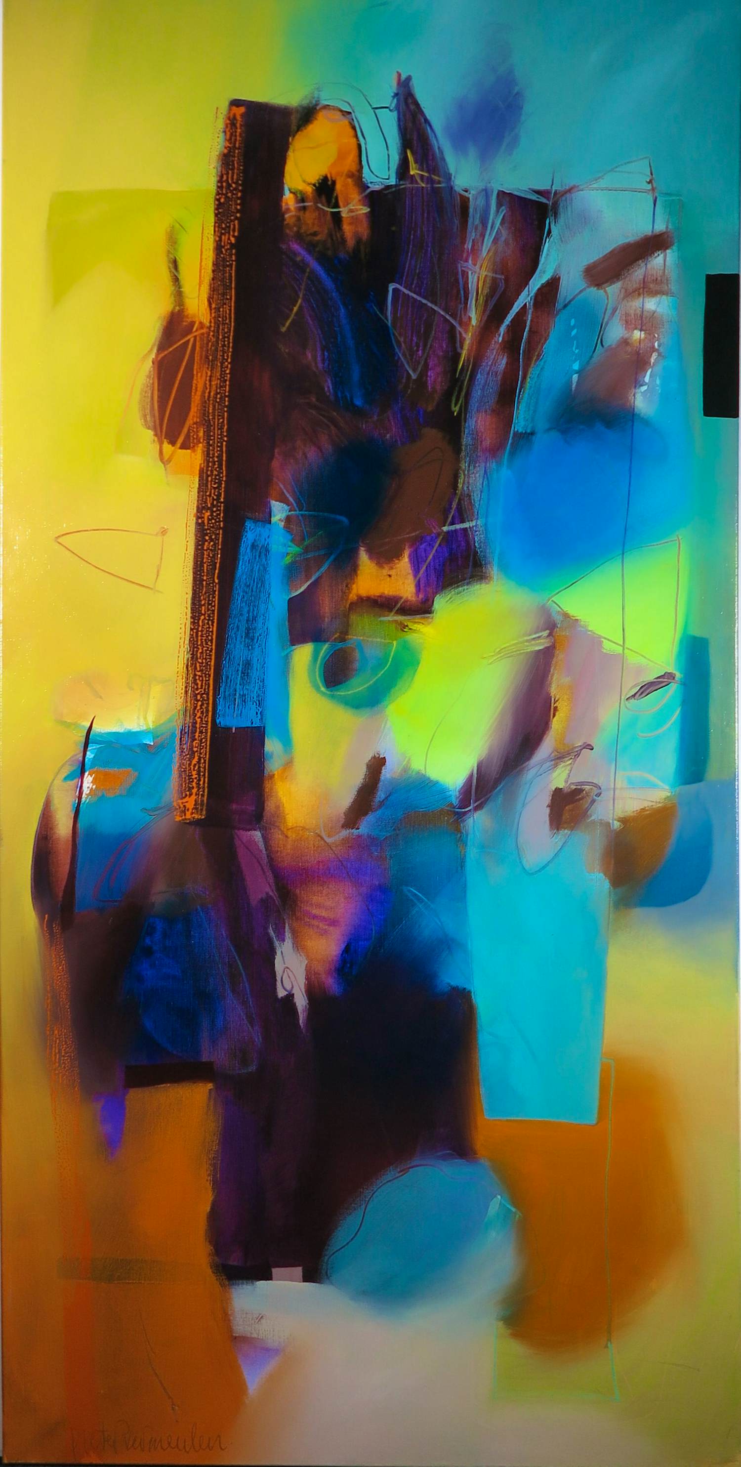 Pieter Vermeulen - Acryl op doek, 's Nachts (Zeer groot) kopen? Bied vanaf 200!