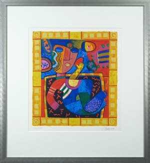 Clemens Briels - Zeefdruk, Gloria is always close to her mobile - Ingelijst kopen? Bied vanaf 50!