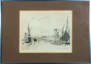Johan Barthold Jongkind - Ets, Haven - Ingelijst verkauft für € 80!