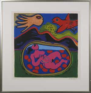 Corneille - Zeefdruk, Zonder titel - Ingelijst verkocht voor € 1!