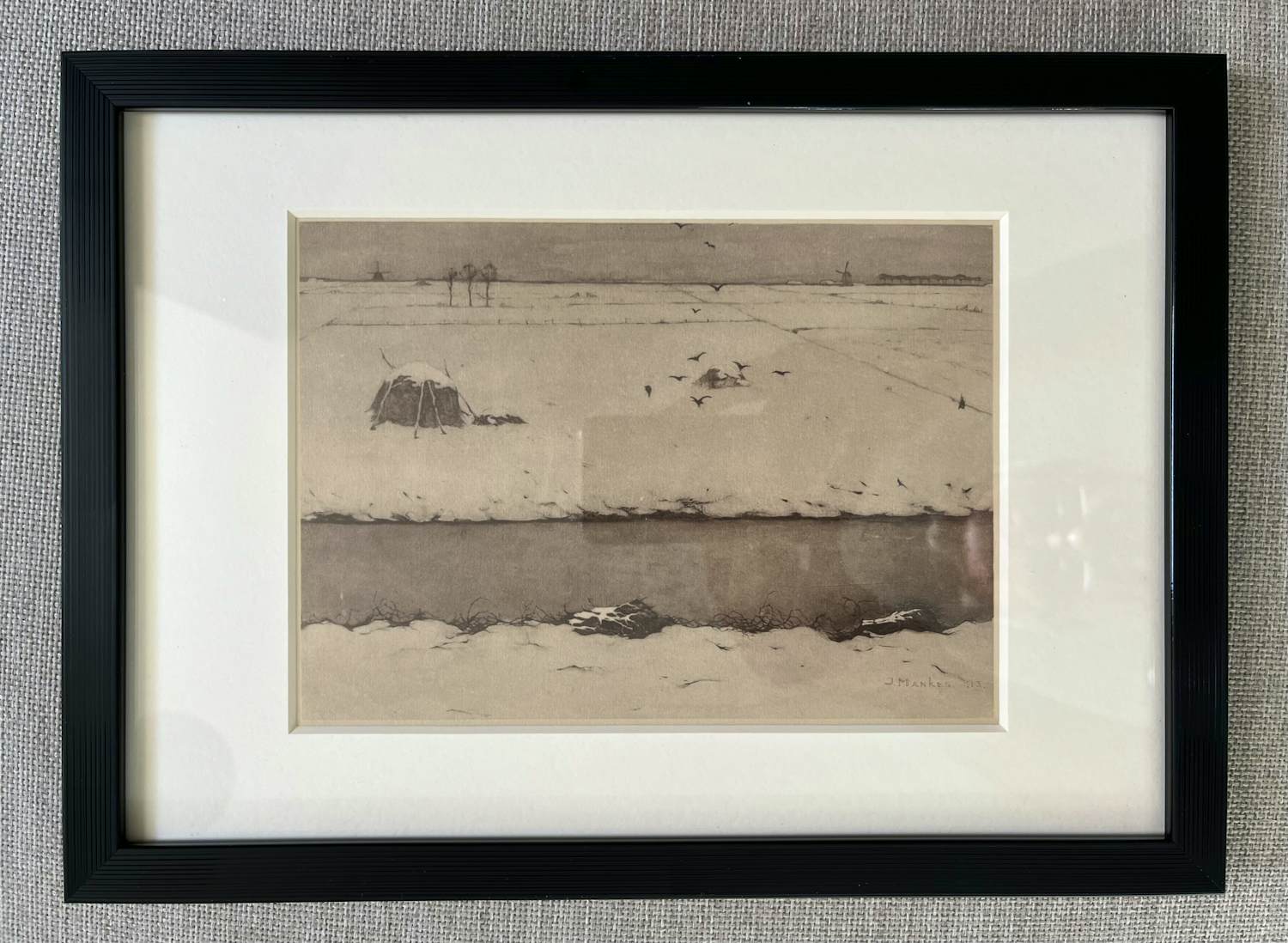 Jan Mankes - Originele Heliogravure Winterlandschap 1923 verkocht voor € 120!
