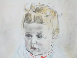 Jan Sluijters - Baby met rode strik - Kleurenlitho kopen? Bied vanaf 50!