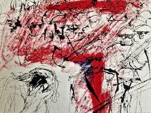 Jacques Pecnard - Fraaie expressionistische gemengde techniek ""La folie de la guerre" gesigneerd kopen? Bied vanaf 1!