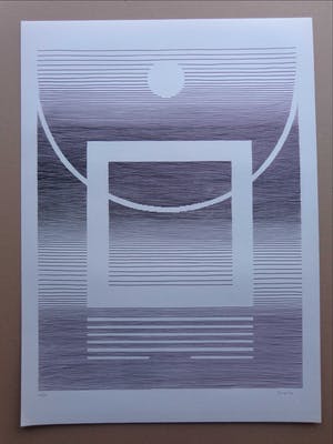 Michel Seuphor - LOT VAN 2 STUKS / GEOMETRIE / ZW-W LITHO / 75x55cm / SIG kopen? Bied vanaf 45!