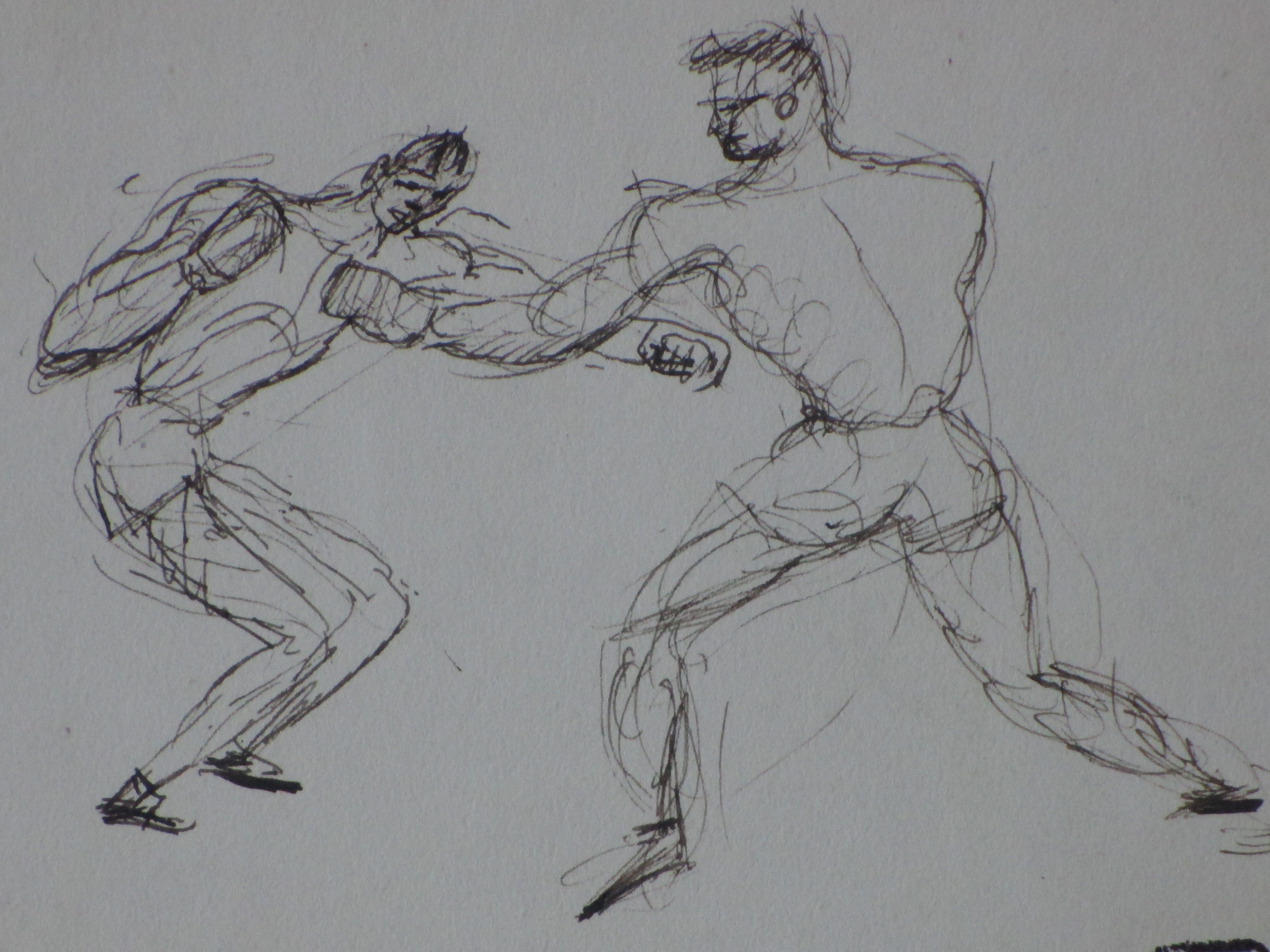 Herman Bieling - Boksers in gevecht - Inkttekening kopen? Bied vanaf 20!