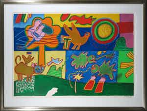 Corneille - Litho, Le bel été - Ingelijst (Zeer groot) verkocht voor € 500!